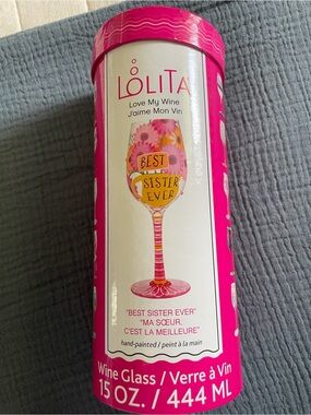 Lolita Pink Floral 'Best Sister Ever' Wine Glass